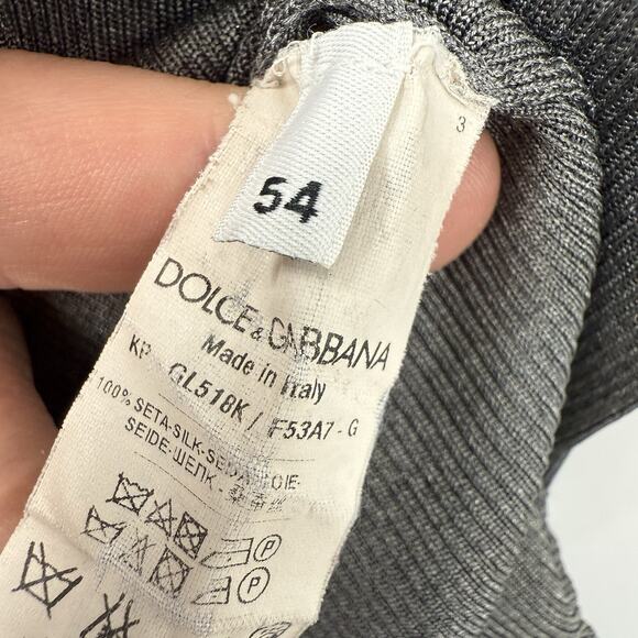 Dolce&Gabbana Men Silk Henley Shirt Ribbed Jersey Grey Short Sleeve IT 54 US 44 - Picture 11 of 13